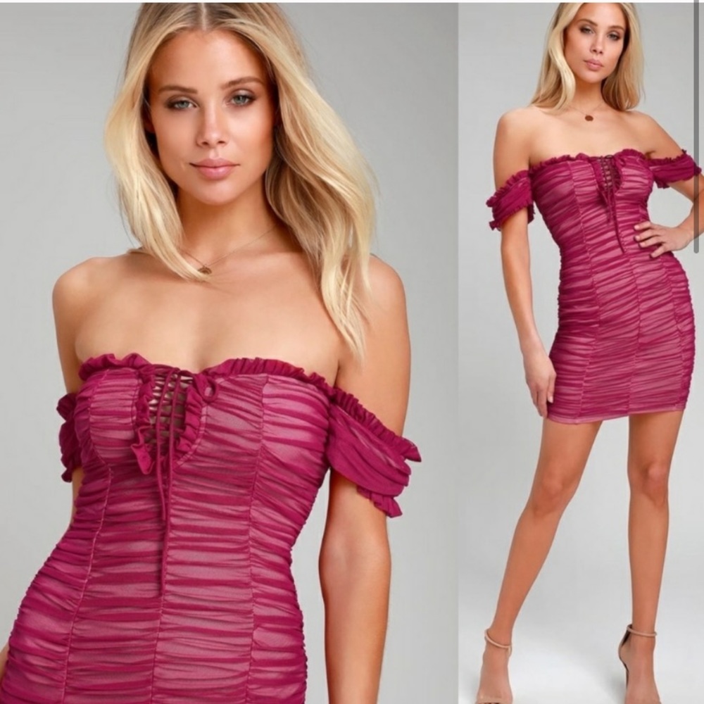 Ruched Lulu’s Fuchsia Mini Dress